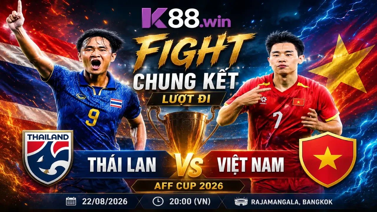 K88 Soi Kèo Thái Lan vs Việt Nam AFF Cup 2026 (22/08): Đại Chiến Chung Kết Lượt Đi